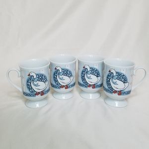 4pc Vintage B&D Japan Pedastal Goose Mugs